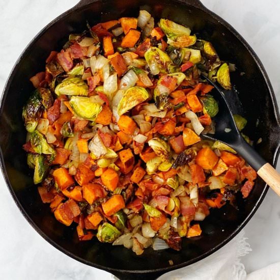 Sweet Potato Brussels Sprouts Hash