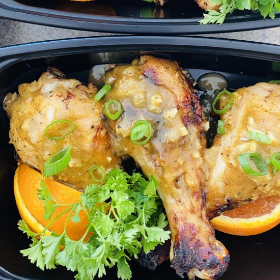 Orange Dijon Roasted Chicken Legs