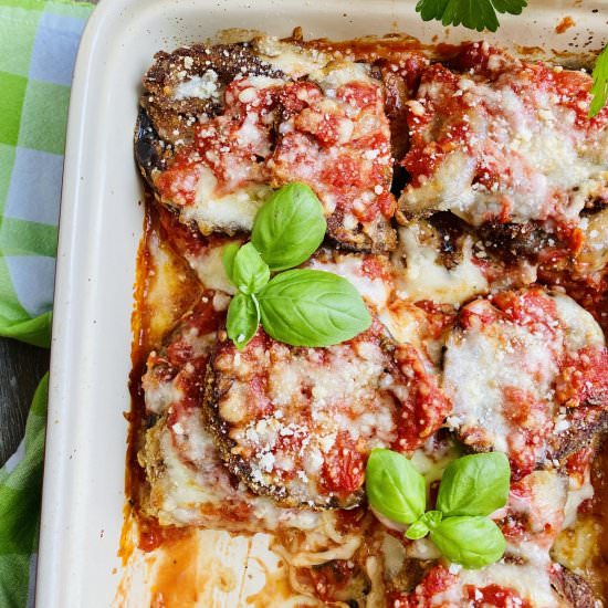 Oven Fried Eggplant Parmesan