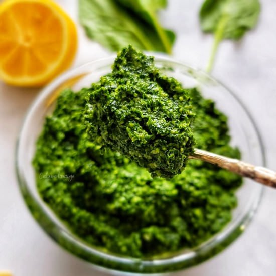 Homemade Spinach and Kale Pesto