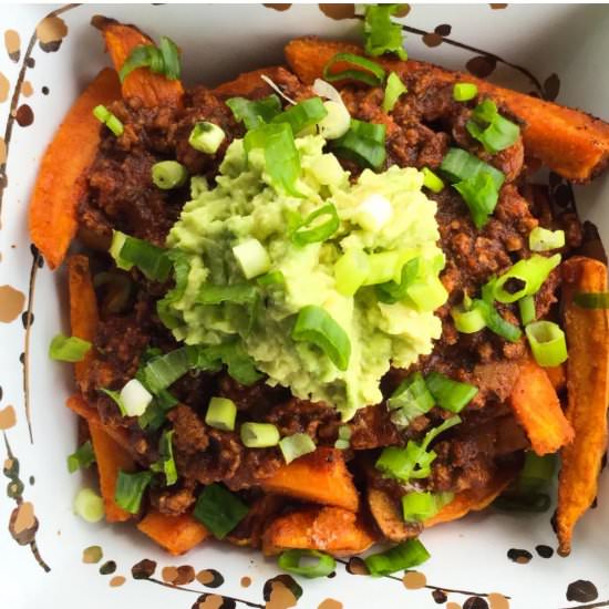 Sweet Potato Fries & Turkey Chili