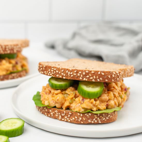 Buffalo Chickpea Salad Sandwich