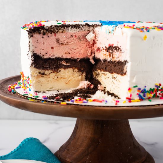 Homemade Neapolitan Ice Cream Cake