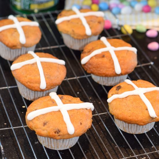 Homemade Hot Cross Bun Muffins