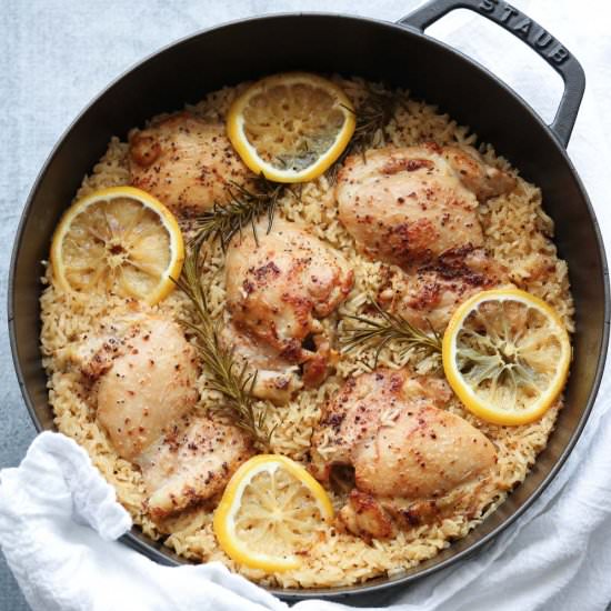 One Pan Lemon Rosemary Chicken Rice