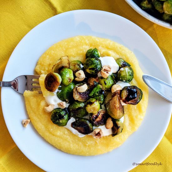 Glazed Brussels Sprouts Polenta
