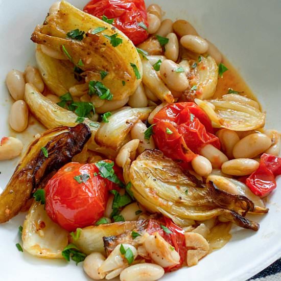 Roasted Fennel Tomatoes White Beans
