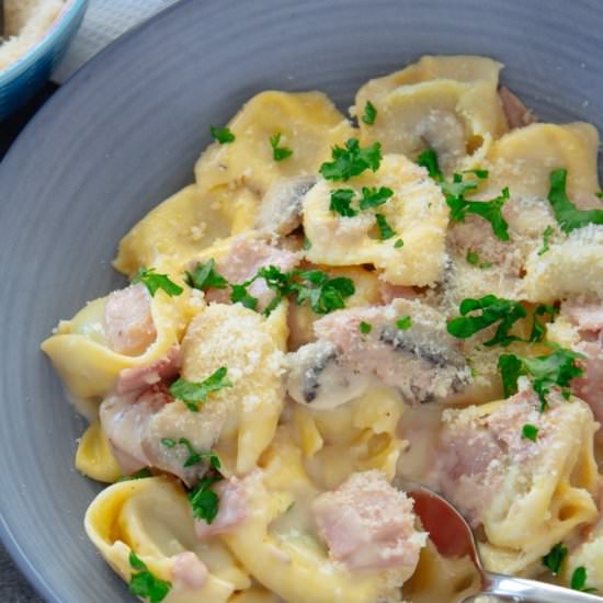 Creamy Ham and Mushroom Tortellini