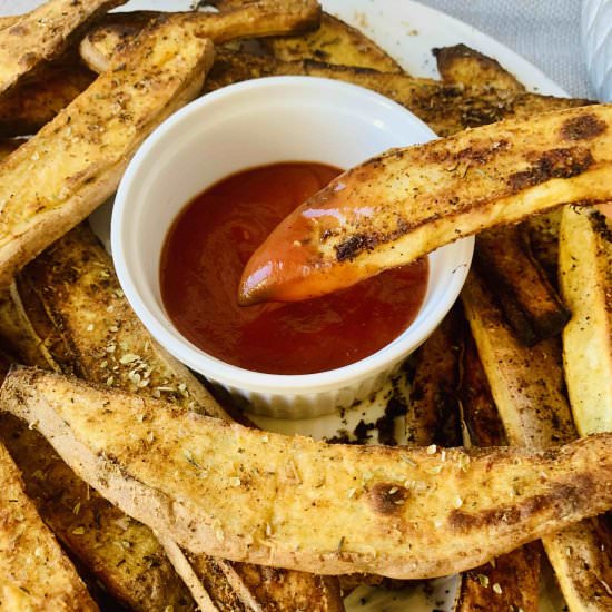 Baked Jerk Sweet Potato Fries