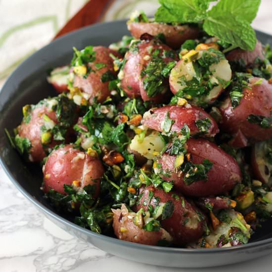 Potatoes with mustard oil-salsa