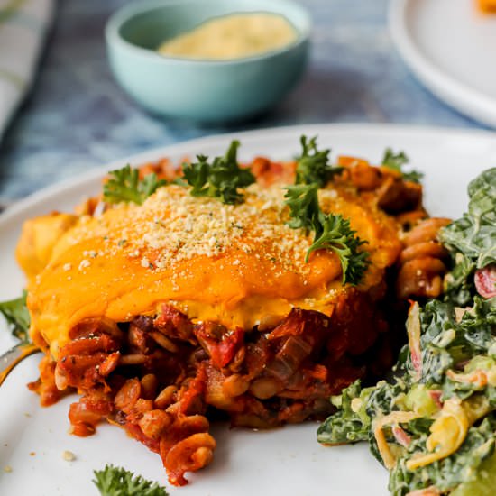 Lentil Mushroom Pasta Bake