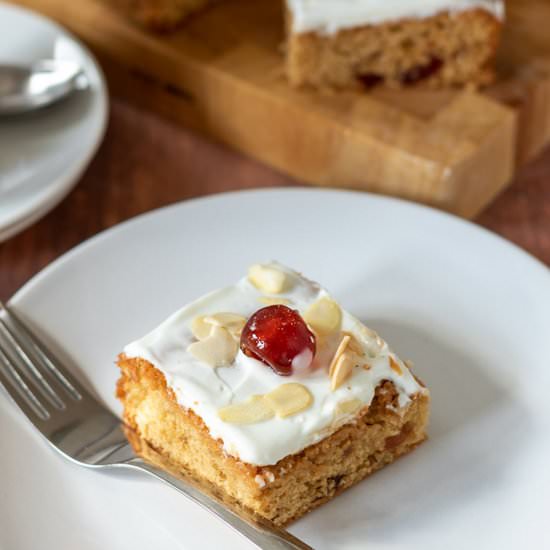 Cherry Bakewell Tray Bake
