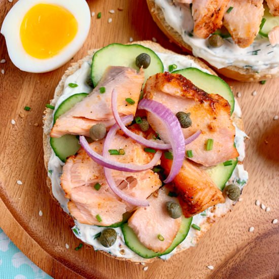 Roasted Smoky Salmon Bagel