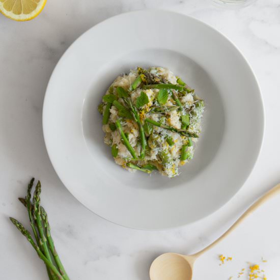 Lemon Asparagus Risotto with Mint