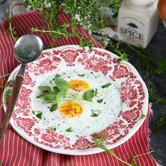 Eggs with Herb Sour Cream Sauce