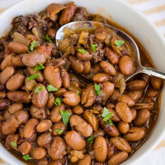 SlowCooker Pinto Beans Sausage
