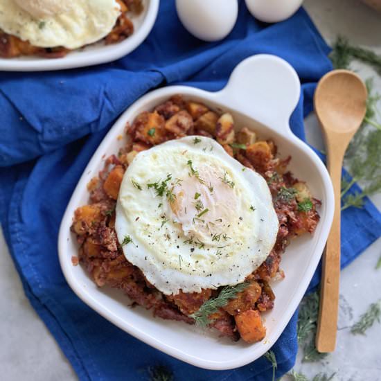 Sweet Potato Corned Beef Hash
