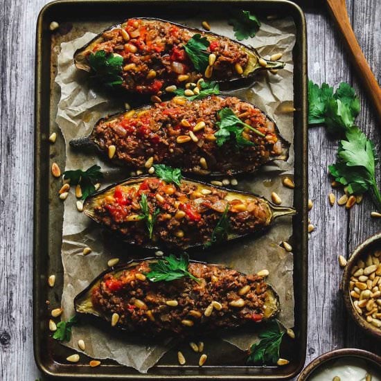 Lamb-Stuffed Roasted Eggplant