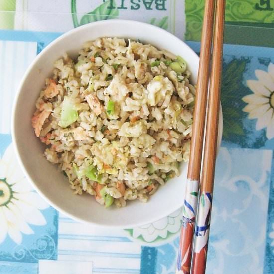 Salmon Pesto Egg Fried Rice