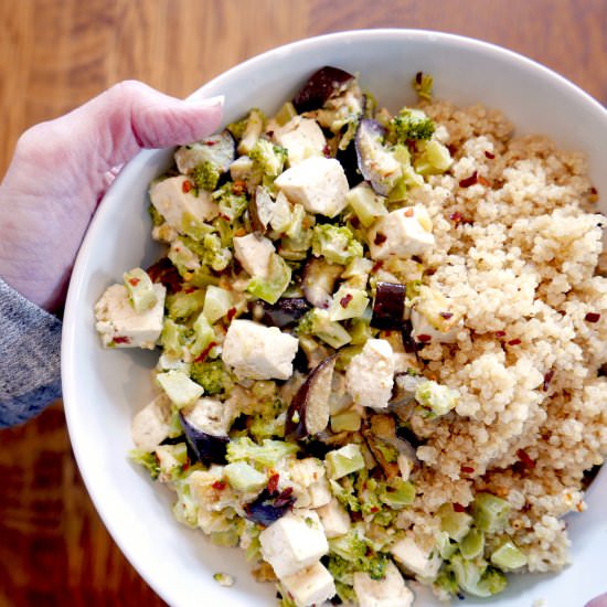 Tahini Quinoa Bowl w/ Broccoli Tofu