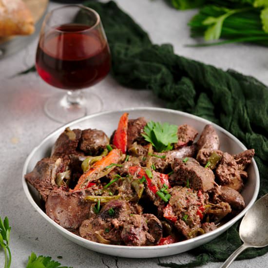 Chicken Livers with Onions & Pepper