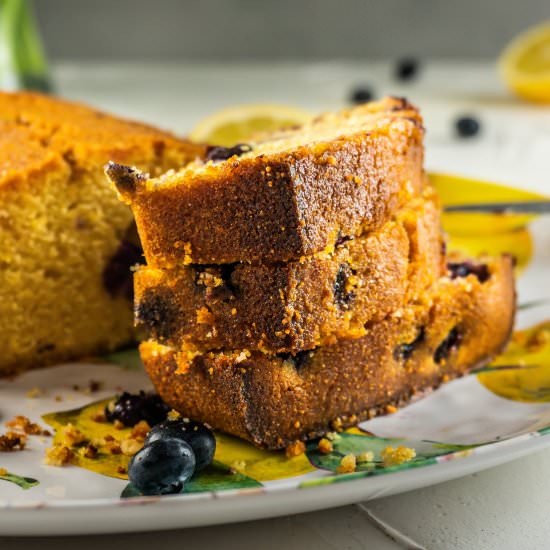 Lemon Blueberry Polenta Bread