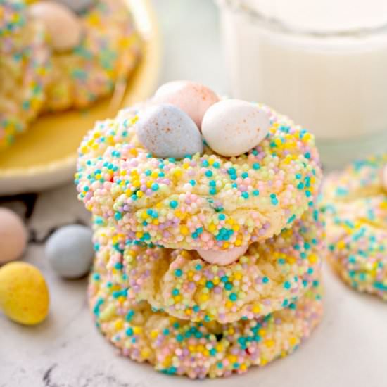 Easter Bird’s Nest Funfetti Cookies