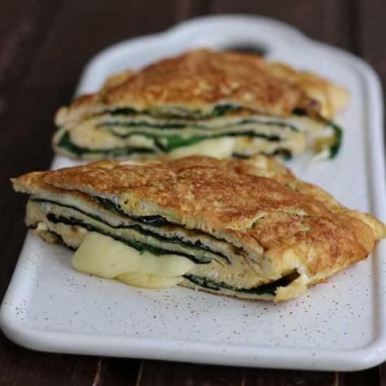Keto Omelette with Cheese & Spinach