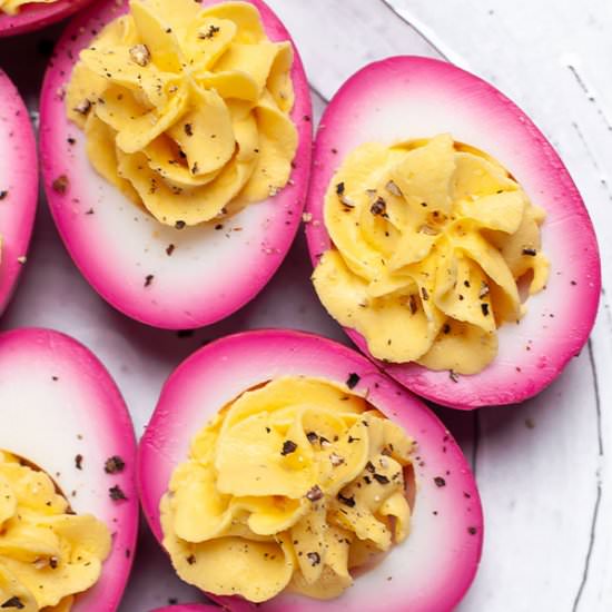 Beet Dyed Deviled Eggs