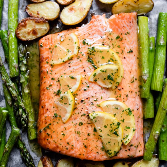 Honey Garlic Salmon Tray Bake