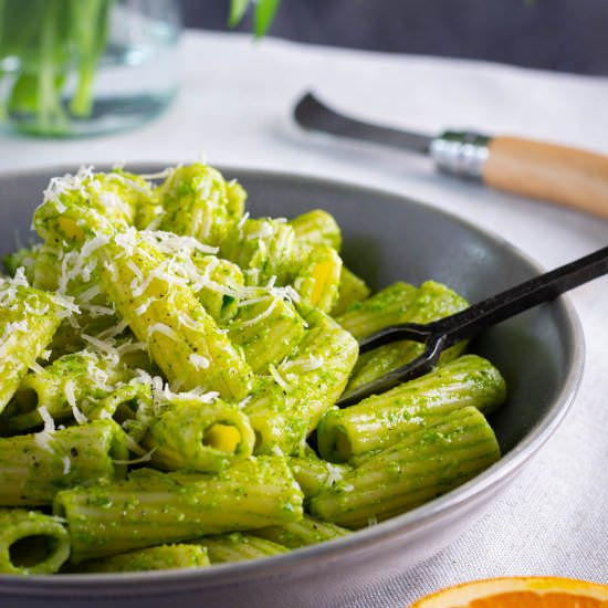 Wild Garlic Pesto & Orange Rigatoni