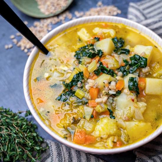 Pearl Barley Soup with Potatoes