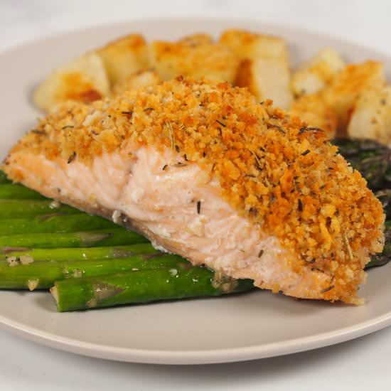 Herb Cursted Baked Salmon Fillet