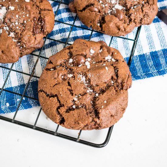 Double chocolate sea salt cookies