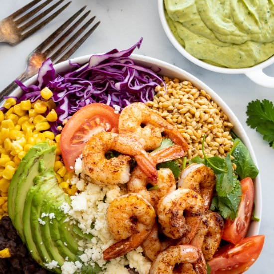 Spicy Shrimp Buddha Bowl
