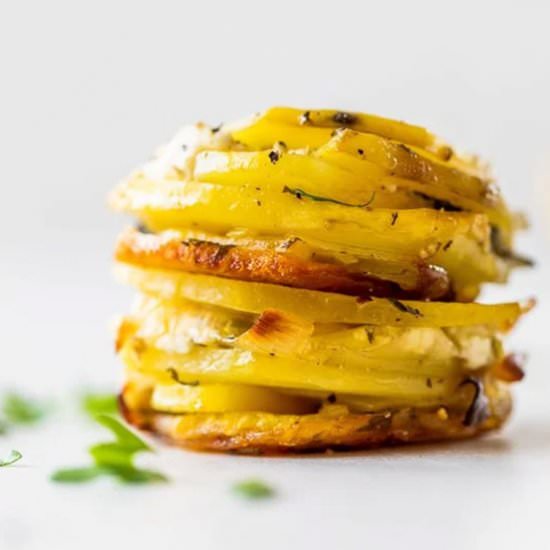 Layered Potato Cups w Herbs & Leeks