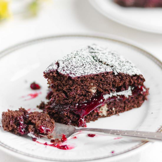 Vegan Chocolate Cake w Cherry Jam