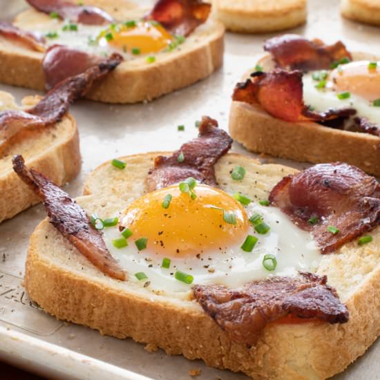 Sheet Pan Egg-in-a-Hole with Bacon