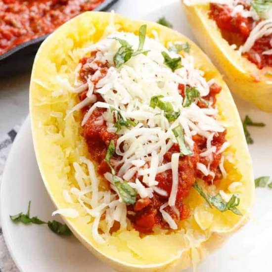 Spaghetti Squash with Meat Sauce