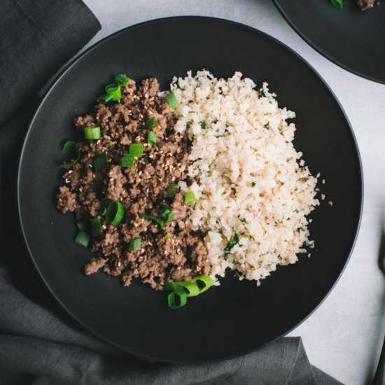 Korean Beef with Cauliflower Rice