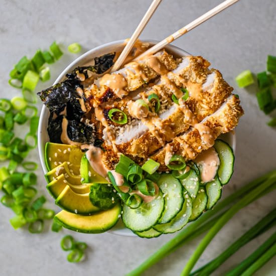 CRISPY KATSU CHICKEN SUSHI BOWLS