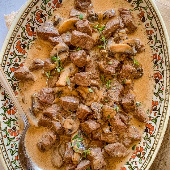 Beef Tips In Herb Pan Sauce