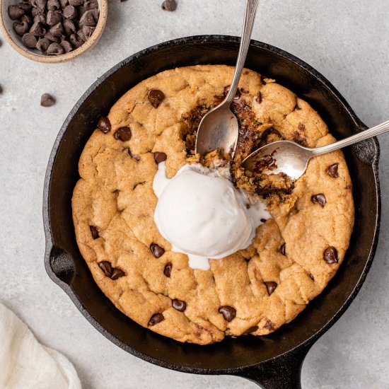 Vegan Chocolate Chip Skillet Cookie