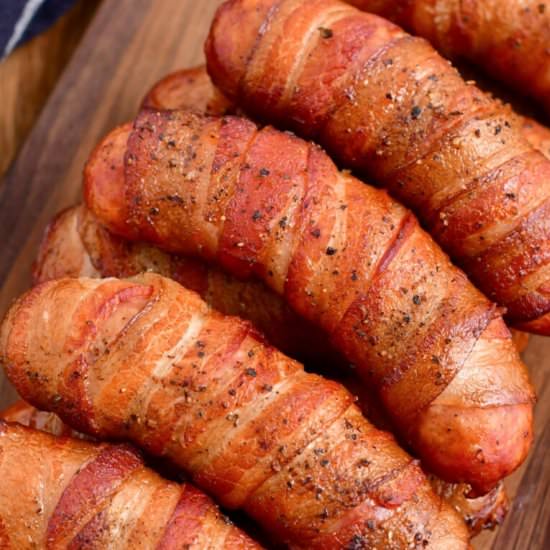 Bacon Wrapped Smoked Sausage