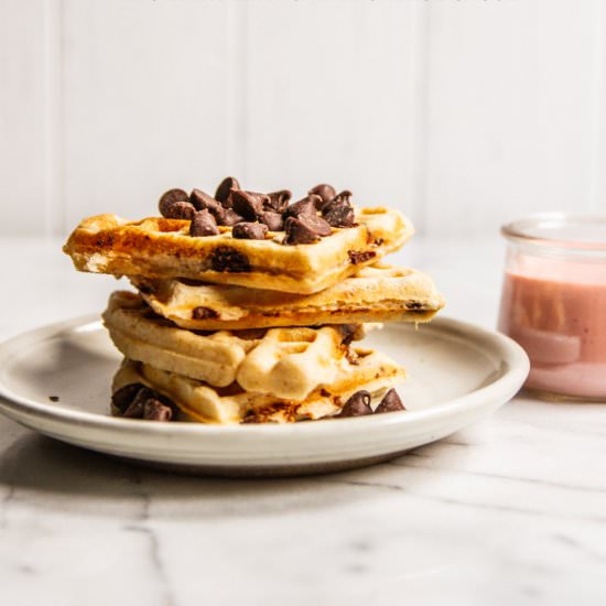 Eggless Chocolate Chip Waffles