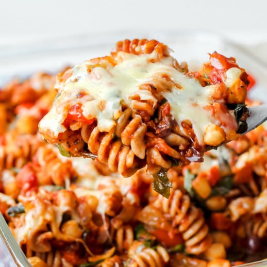 Mediterranean Chickpea Pasta Bake