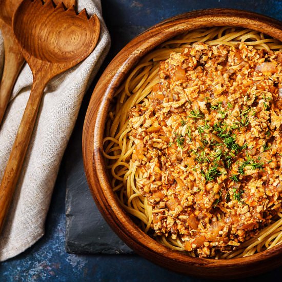 Smoky Mushroom & Tofu Bolognese