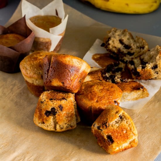 Sourdough Banana Chocolate Muffins