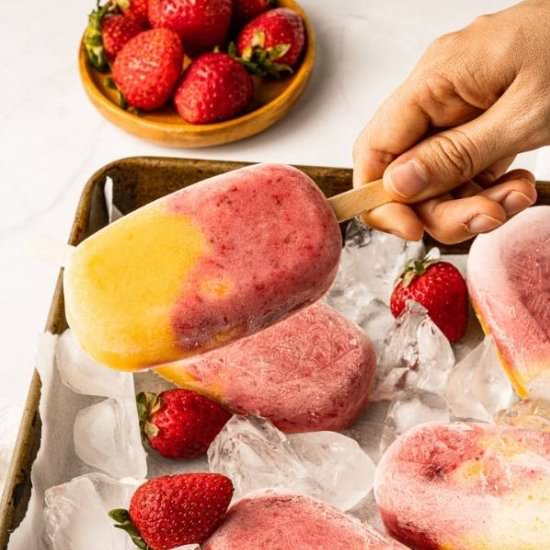 Mango Strawberry Fruit Popsicles