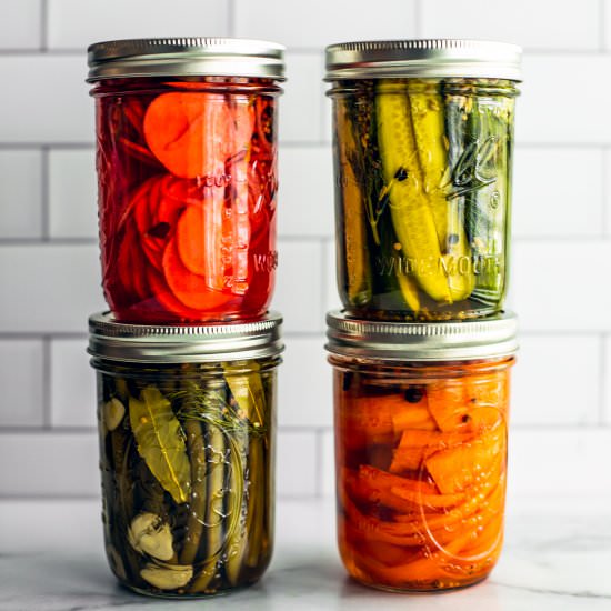 quick pickled vegetables (4 ways)